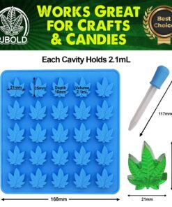 Alternative view of PJ BOLD Marijuana Weed Leaf Gummy Molds Silicone Candy Mold Kit - 3 Pack Dropper