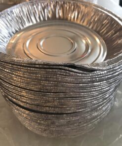 MontoPack 9” Aluminum Foil Pie Pans | Round Disposable Containers with Angled Walls for Tart Baking, Storing, Serving & Reheating | Freezer and Oven Safe, Recyclable | 50-Pack of Cake Tins 9 Inch Pie/Tart Pans (50 Pack) 25 71YKaaolLwL