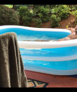 Intex 56483EP Inflatable 8.5' x 5.75' Swim Center Family Pool for 2-3 Kids, Backyard Splash Pool for Children 6+ Years Old, 198-Gallons, Blue & White Family Swim Center 42 71YLpa82ZkL