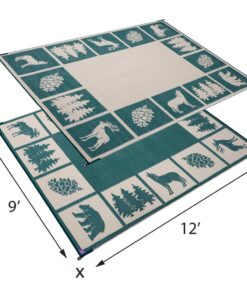 Alternative view of Stylish Camping 226094 6-feet by 9-feet Reversible Mat, Plastic Straw Rug, Large Floor Mat for Outdoors, RV, Patio, Backyard, Picnic, Beach, Camping - Hunter Mat (Green/Beige) Green/Beige 6'x9'