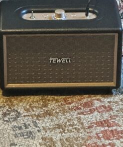 TEWELL Speaker for Turntable, HD 24W Audio Vintage Wireless Speakers Plug-in Speaker with Extended Bass and Treble, Knob for Volume Control, Toggle Switch and 3.5mm AUX Input Black 29 71YRZItllDL