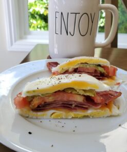 PROFESSIONAL Silicone Egg Ring, Pancake mold Best egg mold for breakfast sandwiches, Omelets and More, Nonstick Mold Ring, Round Red (Pack of 4) and free e-book by ABAM 39 71YS14DyjtL