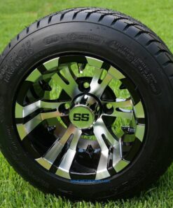 Alternative view of 10" VAMPIRE Machined/Black GOLF CART WHEELS AND 205/50-10 Low Profile Golf Cart Tires Combo - Set of 4