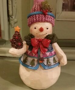 Enesco Jim Shore Heartwood Creek Pint-Size Snowman with Pinecone Stone Resin Figurine, 4.75”, White, Red, Green, Blue 5 71YVDYGM8oL