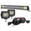 LED Light Bar TURBO SII 32 Inch 405W Triple Row Spot Flood Combo Offroad Light 2Pcs 4 Inch 60W Led Cube Pod Lights for Trucks Trailer ATV UTV Polaris RZR SUV Boats w/3-Leads Wiring Kits 26 71YW6TcbAuL
