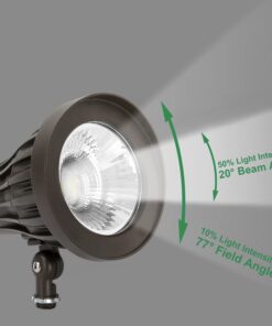 GKOLED 20W Bullet/Round Outdoor Spotlight, Narrow Beam Angle Light, 2500 Lumens Aluminum Waterproof Flag Pole Light, 5000K Daylight White, 120-277V AC, UL Listed and DLC Qualified, 5 Years Warranty 20 Watts 5000K 20° 10 71YXnYK mcL