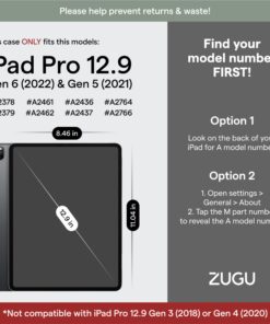 ZUGU Case for 2021/2022 iPad Pro 12.9 inch 5th / 6th Gen - Slim Protective Case - Apple Pencil Charging - Magnetic Stand & Sleep/Wake Cover (Fits Model #’s A2378, A2379, A2461, A2462) - Stealth Black 39 71YYkZqUzWL