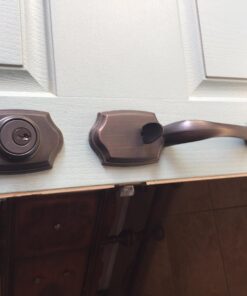 Kwikset Belleview Front Door Lock Handle and Deadbolt Set, Entry Handleset Exterior with Interior Door Knob, Venetian Bronze, Pick Resistant SmartKey Rekey Deadbolt Security Brown 47 71YYuwFNkSL 1