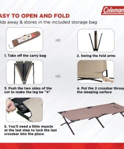Coleman Trailhead II Camping Cot, Easy-to-Assemble Folding Cot Supports Campers up to 6ft 2in or 300lbs, Great for Camping, Lounging, & Elevated Sleeping Military Camping Cot 27 71Ybp6BvBDL