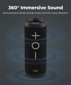 Tribit StormBox Bluetooth Speaker - 24W Portable , 360° Full Surround Sound, Enhanced Bass, Wireless Dual Pairing, IPX7 Waterproof, 20-Hour Playtime, 66ft Bluetooth Range Outdoor Speaker black 25 71YdERYovuL