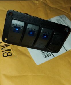 Switchtec 2 3 5 7 Gang Rocker Switch Panel with 4.8 Amps Dual USB Rocker Style Fast Charger with Integrated Voltmeter, Blue Backlit Led, Pre-Wired switches and USB Charger. 32 71Ydscp owL