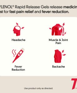 Tylenol Extra Strength Acetaminophen Rapid Release Gels, Pain Reliever & Fever Reducer, 100 ct Unflavored 100 Count (Pack of 1) 35 71YfPNLdn4L 1
