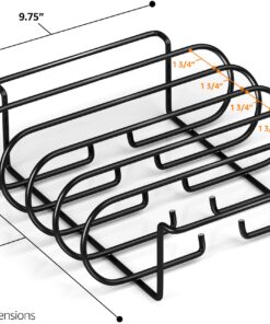Sorbus® Non-Stick Rib Rack - Porcelain Coated Steel Roasting Stand – Holds 4 Rib Racks for Grilling & Barbecuing - Perfect BBQ Accessories for Smoker and Grill - Durable and Convenient Design (Black) 22 71YfxNCOFQL