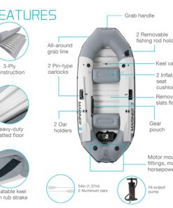 INTEX 68376EP Mariner 4 Inflatable Boat Set: Includes Deluxe 54in Aluminum Oars and High-Output-Pump – SuperTough PVC – Inflatable Thwart Seats – 4-Person – 1100lb Weight Capacity 29 71Yi0iK9mmL