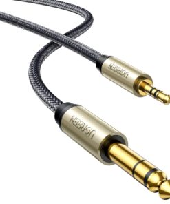 UGREEN 1/8 to 1/4 Stereo Cable 3.5mm TRS to 6.35mm Audio Cable Guitar to Aux Male Cord with Zinc Alloy Housing and Nylon Braid for Guitar, Laptop, Home Theater Devices, Speaker and Amplifiers 10FT 18 71YiJFd44WL