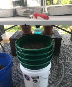 SE 13 1/4 Inch Stackable Classifier Gold Prospecting Pan Set - Includes 1/2" 1/4" 1/8" 1/12" and 1/20" Stainless Steel Mesh Sifting Pans, Green, 5 Pack 5 Pieces 40 71YkdO4SdtL