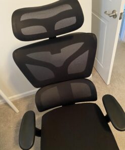 Winrise Office Chair Ergonomic Desk Chair, High Back Gaming Chair, Big and Tall Reclining Comfy Home Office Chair Lumbar Support Breathable Mesh Computer Chair Adjustable Armrests (Black) Black 47 71YmSSaQmZL