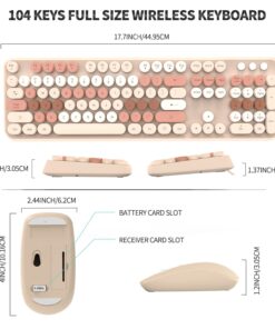 SADES V2020 Keyboard and Mouse Combo, Colorful Wireless Keyboard with Round Keycaps,2.4GHz Dropout-Free Connection,Long Battery Life,Cute Wireless Mouse for PC/Laptop/Computer (MilkTea Color) MilkTea color 23 71YnZaf16GL