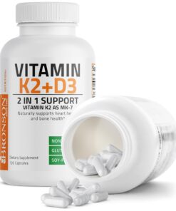 Bronson Vitamin K2 (MK7) with D3 Supplement Non-GMO Formula 5000 IU Vitamin D3 & 90 mcg Vitamin K2 MK-7 Easy to Swallow Vitamin D & K Complex, 120 Capsules 120 Count (Pack of 1) 32 71Yo3iPt6wL 2
