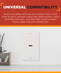 BUYER'S POINT HDMI Wall Plate | UL Listed Single Outlet HDMI 2.0 w/Built In 6-inch Pigtail, Supports Ethernet and 4K Video, Perfect Cable for Gaming PC, BluRay and Home Theaters (White) — 1 Pack White 13 71YpEf0dQQL