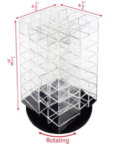 Ikee Design Premium Acrylic Rotating 64 Cosmetic Lipstick Organizer Tower,Lipgloss Stand with Removable Dividers, 360 Degree Spinning Lipstick Display Tower,4 1/2 W x 4 1/2 D x 9 1/8 H in Clear 25 71YulpSl1WL