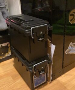 Sheffield 12629 Field Box, Ammo Storage Can and Water Resistant Ammo Can, Bullet Case Designed for Pistol, Rifle, or Shotgun Ammo Storage, Stackable and Lockable Ammo Box, Made in The USA, Black 46 71YvfRtSPJL