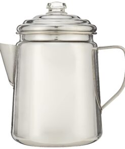 Coleman Stainless Steel Percolator Coffee Pot, 12-Cup Capacity Lightweight Coffee Percolator, No Filter Needed, Durable Outdoor Coffee Maker for Camping, Backpacking, RV, Stovetop, Campfire, & More