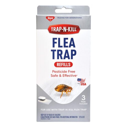 Enoz Trap-N-Kill Replacement Flea Trap Sticky Capture Pads for Use with Flea Traps, Nontoxic, Made in USA, 3 Count 1-Pack