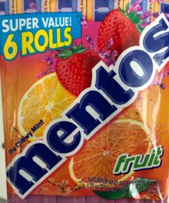 Mentos Candy, Mint Chewy Candy Roll, Fruit, Non Melting, 1.32 Oz , 6 count(Pack of 1) Orange 6 count(Pack of 1) 26 71YzS3K6bnL