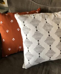Woven Nook - Modern & Luxurious 18" x 18" Decorative Boho Throw Pillow Covers - Durable Quality & Machine Washable - Indy Design - Orange, Yellow, Black, and White - 4 Pack 37 71Z 5UL517L
