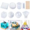 LET'S RESIN Resin Molds Silicone Kit for Beginners,7 PCS Large Epoxy Resin Molds Including Pyramid, Sphere,Cube, Rectangle,Candle Holder Resin Molds,Round/Square Coaster Molds for Resin Casting 28 71Z0r7824GL