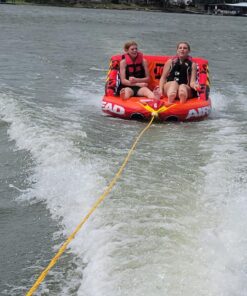 Airhead Big Mable Towable 1-2 Rider Tube for Boating and Water Sports, Heavy Duty Full Nylon Cover with Zipper, EVA Foam Pads, Patented Speed Safety Valve for Inflating & Deflating, Dual Tow Points 23 71Z0xAxdbEL