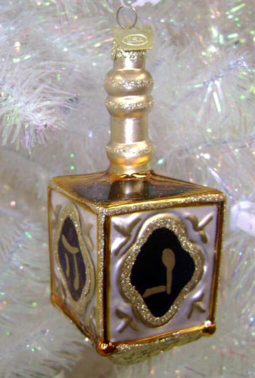 Noble Gems Kurt Adler 4-Inch Glass Jewish Dreidel Ornament, Hanukkah