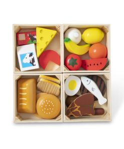 Melissa & Doug Food Groups - 21 Wooden Pieces and 4 Crates, Multi - Play Food Sets For Kids Kitchen, Pretend Food, Toy Food For Toddlers And Kids Ages 3+ 36 71Z3qbs m2L 1