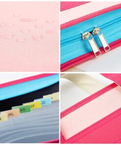 Portable 13 Pockets Expandable File Folders Canvas A4 Size Assorted Label Colors Business Accordion Document File Paperwork Organizer Storage, Zipper Closure Handles Pink 13 71Z4IauyPvL