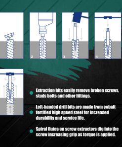 COMOWARE Screw Extractor & Left Hand Drill Bit Set- Broken Bolt Remover HSS M2, 10pcs with Metal Index Case 23 71Z5th9z8NL 1