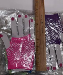 Fingerless Fishnet Neon Gloves for Parties, Costumes (12pk) 34 71Z63AmA0DL