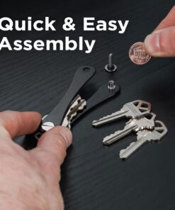 KEYSMART Key Holder for Keychain Key Ring - Compact Key Organizer Key Chain Key Case, Minimalist Pocket-Sized EDC Keychain, Loop Piece for Car Fobs, Expandable (up to 14 Keys, Black) 30 71Z6tn1yijL