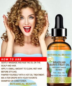 BURITI FRUIT OIL Brazilian. 100% Pure/Natural/REFINED Undiluted Cold Pressed Carrier Oil For Face, Body, Hair, Lip and Nail Care. 0.5 fl oz- 15 ml. "One the richest natural source of vitamin A, 0.5 Fl Oz (Pack of 1) 14 71Z8KoMpAHL