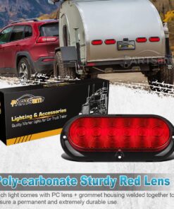 Partsam 2PCS Trailer Truck Boat Bus Red LED 6" Inch Oval Stop Turn Tail Brake Light DOT Certified Marker Lights Sealed Surface Mount 12V Waterproof IP65 Replacement for Trailer RV Trucks 17 71Z9ZEyjRgL