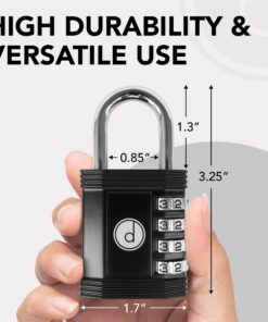 Padlock 4 Digit Combination Lock - for Gym School Locker, Outdoor Gate, Shed, Fence, and Storage, Combo Lock - Locker Lock- Weatherproof Metal - Keyless, Easy to Set, Resettable - Black 22 71Z9mlOG6zL