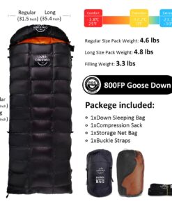 Alternative view of OMVMO -10°F 0°F 10°F 15°F 650FP/800 FP Rectangle Duck/Goose Down Sleeping Bag for Adults,Ultralight Wearable 4 Season Envelope Sleeping Bag for Camping,Can be Used as a Down Blanket Duvet or Cloak Black/-10℉/Left Zipper Regular(Fits up to 6'0'')