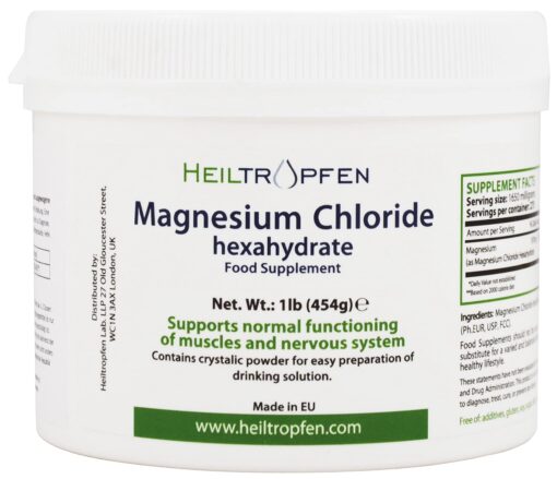 1 Pound Magnesium Chloride Hexahydrate | Pharmaceutical Grade Ingredients | Crystal Powder | Pure Ph. EUR., BP, USP, 100% | Heiltropfen® Unflavored 16.0 Ounce (Pack of 1)