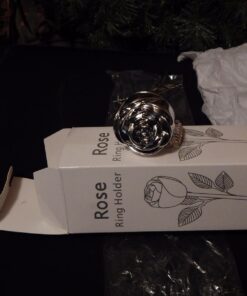 Elegance Long Stem Rose Ring Holder, 9", Silver 31 71ZAwws8fjL