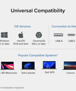 Plugable Universal Laptop Docking Station Dual Monitor for Windows and Mac, DisplayLink USB 3.0 or USB C Dock, (Dual Video: HDMI and HDMI/DVI/VGA, Gigabit Ethernet, Audio, 6 USB Ports) 26 71ZCBAymv L