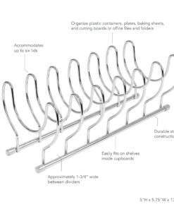 Alternative view of Spectrum Diversified Euro Kitchen Lid Organizer for Plates, Cutting Boards Bakeware, Cooling Racks, Pots & Pans, Serving Trays, and Reusable Containers, Chrome
