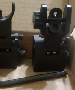 Feyachi Flip Up Iron Sight Front Rear Sight Compatible for Picatinny Rail and Weaver Rail of Rifle, Foldable Sights Black 51 71ZFXHh6IL