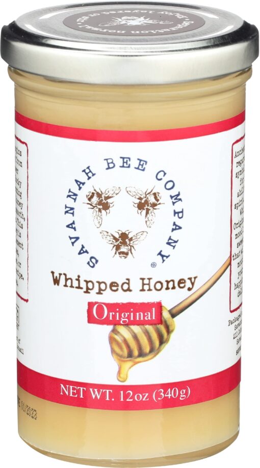 Savannah Bee Company Whipped Honey - All Natural Spreadable Honey Original 12 Ounce (Pack of 1)