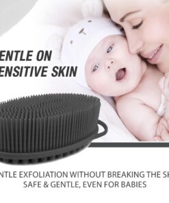 Avilana Silicone Body Scrubber, Gentle exfoliating Body Scrubber That's Easy to Clean, Lathers Well, Long Lasting, and More Hygienic Than Traditional Shower Loofah (Style 1-Gray) Style 1-gray 23 71ZFwi ZvqL