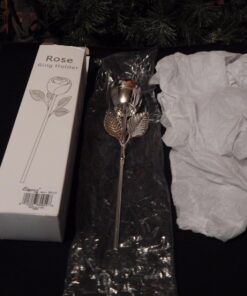 Elegance Long Stem Rose Ring Holder, 9", Silver 32 71ZGbhswkUL